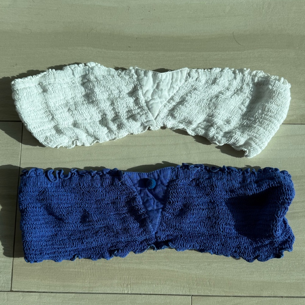 Set of Two Poupette Bandeau Tops - White and Royal Blue